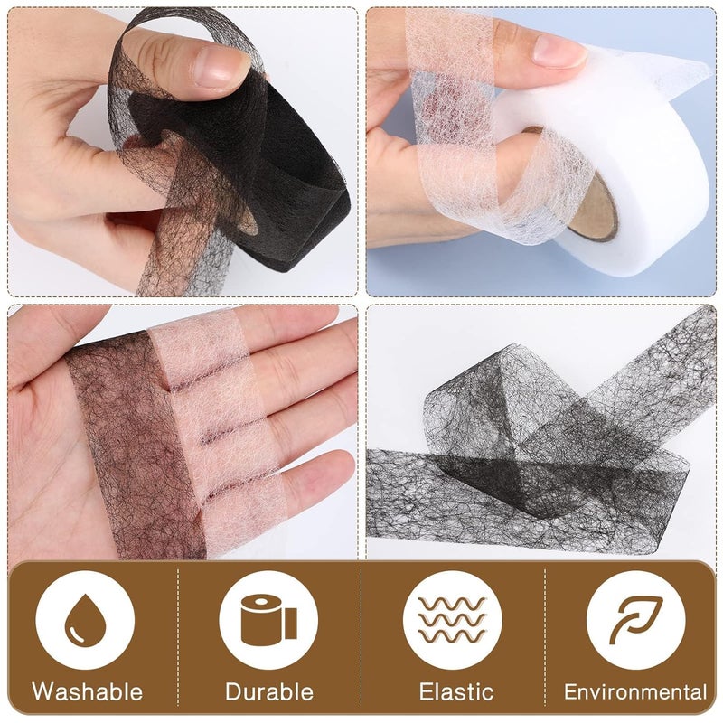 Odluzy Iron on Hem Tape for Trousers, No Sewing Hem Tape, Fabric Fixing Fusing Tape, Alteration Hemming Tool for Pants Jeans Trouser Skirt Clothes, 2 Rolls 64m/210Feet (Black, White, 1 Inch) - Image 3