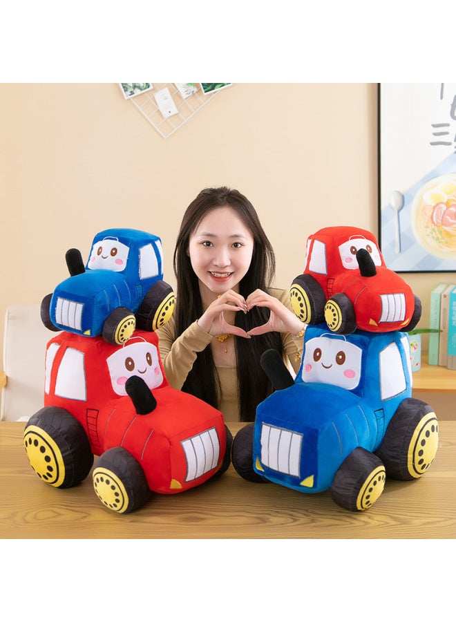 Cartoon Simulation Tractor Plush Toy Children's Bed Comfort Pillow Car Doll Boy Gift-Colors:Blue Tractor-Height:25cm 0.5kg - Image 2