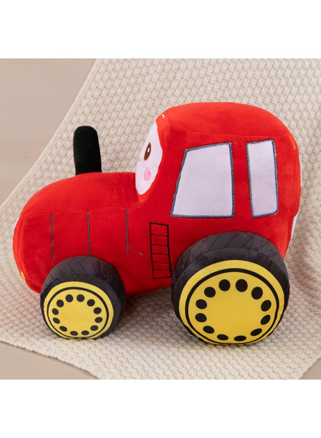 Cartoon Simulation Tractor Plush Toy Children's Bed Comfort Pillow Car Doll Boy Gift-Colors:Blue Tractor-Height:25cm 0.5kg - Image 5