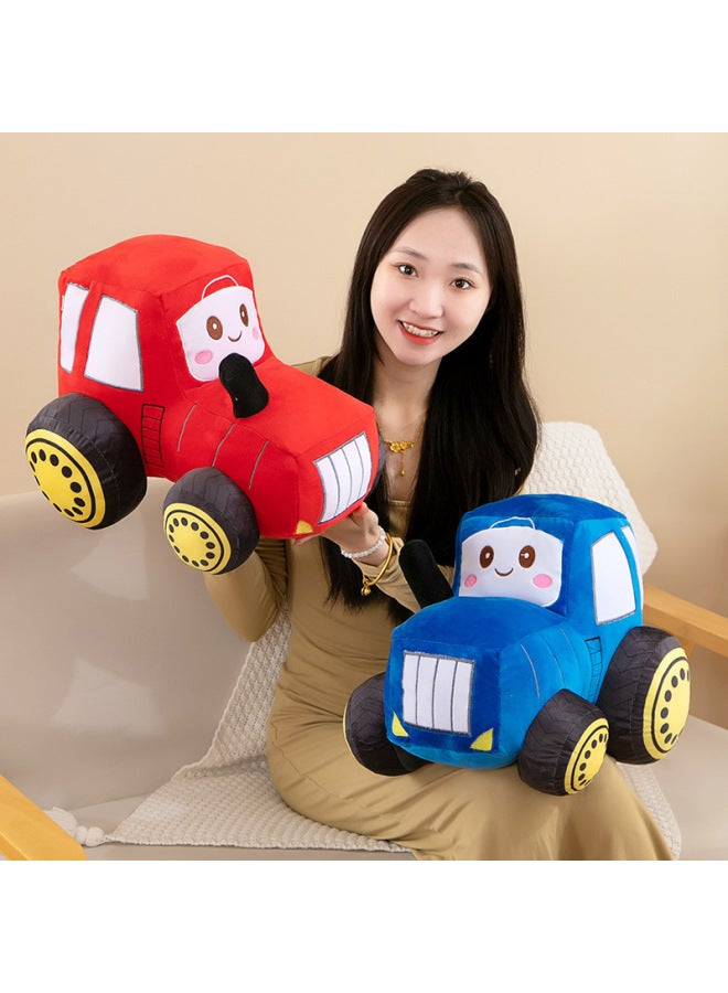 Cartoon Simulation Tractor Plush Toy Children's Bed Comfort Pillow Car Doll Boy Gift-Colors:Blue Tractor-Height:25cm 0.5kg - Image 3