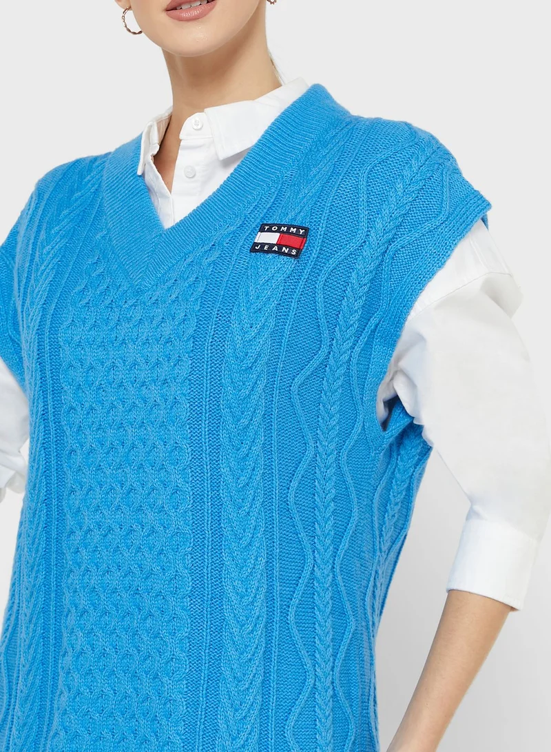 TOMMY JEANS Cap Sleeve Knitted Dress