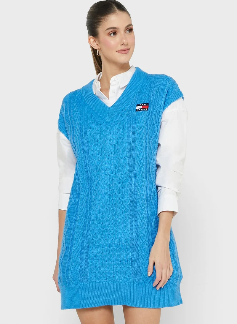 TOMMY JEANS Cap Sleeve Knitted Dress
