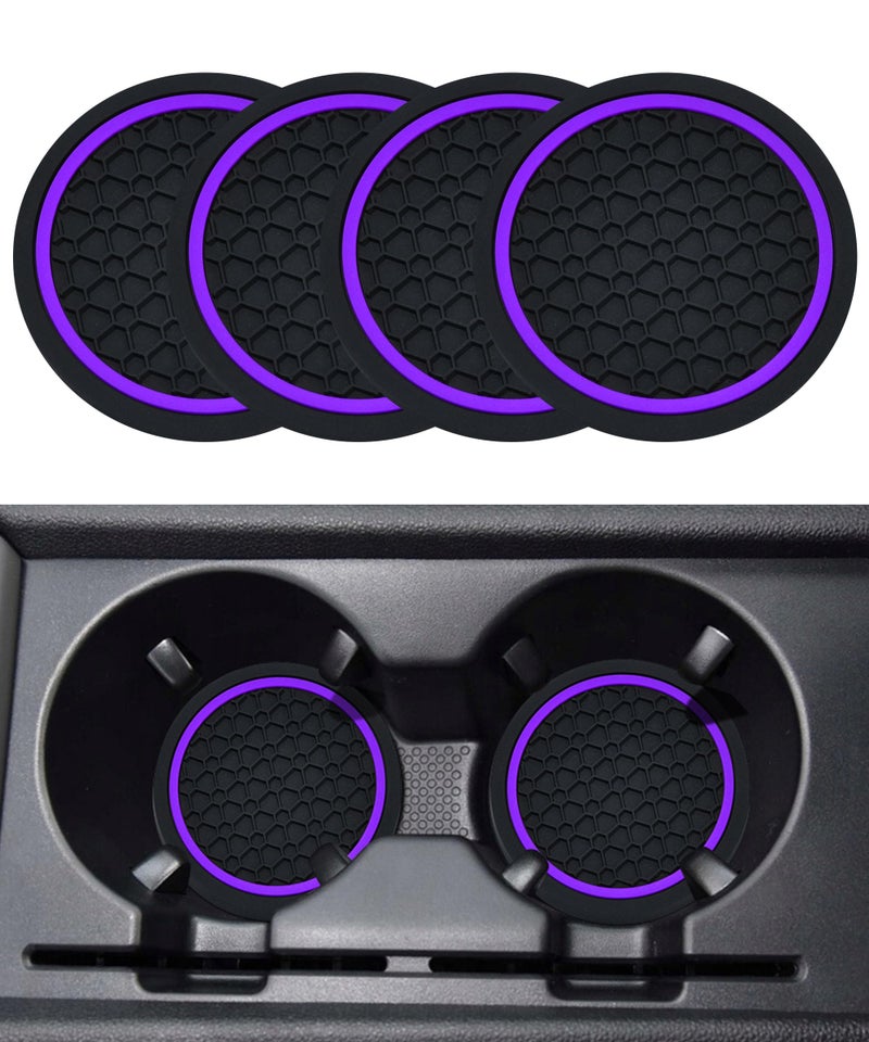 SCUARI 4PCS Car CoastersCar Cup CoastersCar Coasters for Cup HoldersCar Accessories Car Cup Holder Coaster275 Inch NoSlip Anti Dust mats Cup Holder Insert CoasterFits Vehicles BlackPurple - Image 3