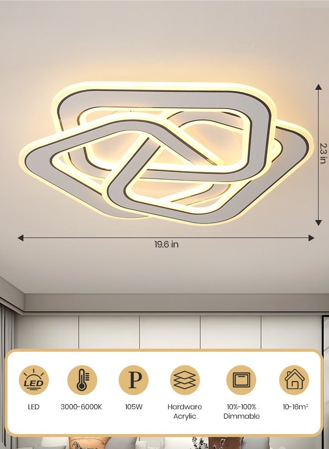 YATAI LIGHTING ضوء سقف LED، مصباح سقف مربع قابل للتعتيم مع تحكم عن بُعد، درجة حرارة لون قابلة للتعديل (3000K-6000K) مصباح سقف حديث لغرفة المعيشة، غرفة النوم، والممرات،105W - Image 4