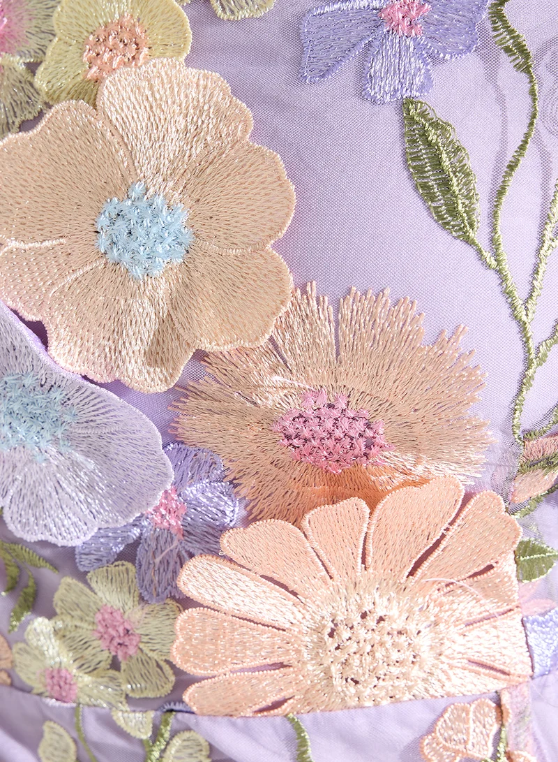 Ginger Boutique Floral Appliqué Midi Dress
