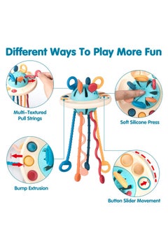 Mike Music Montessori Silicone Baby Sensory Toy - Multi-Textured Pull Strings for Brain Development, Easy to Clean  - Image 2