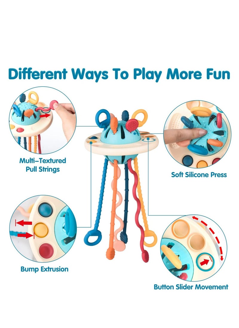 Mike Music Montessori Silicone Baby Sensory Toy - Multi-Textured Pull Strings for Brain Development, Easy to Clean  - Image 2