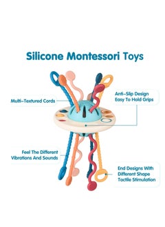 Mike Music Montessori Silicone Baby Sensory Toy - Multi-Textured Pull Strings for Brain Development, Easy to Clean  - Image 3