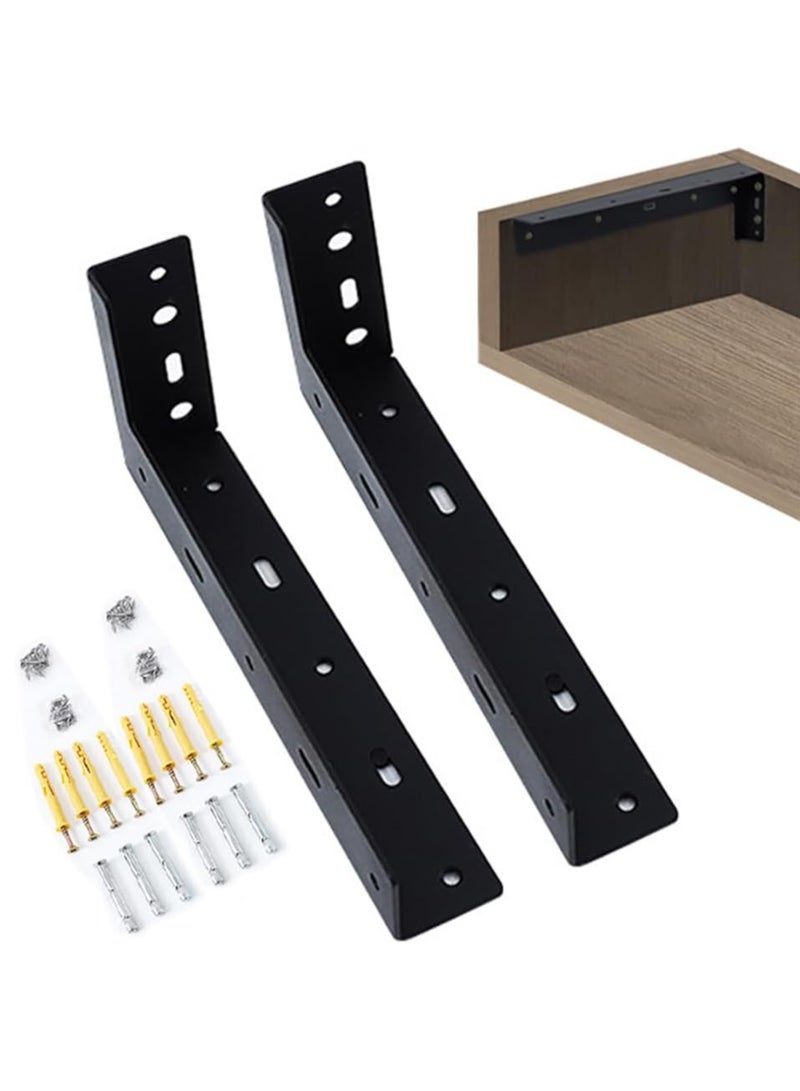 Rubik Shelf Brackets 9 inch - 2pcs Hidden Suspended Wall Mounted Heavy Duty Corner Brace Joint Right Angle L Shaped Bracket for Table Bench Countertop DIY - Black  - Image 1