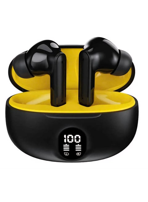 Wireless Earbuds  Headphones, TWS Stereo Earphones with Touch Control, Power Bank Case HiFi Stereo Sound(Black/Yellow)