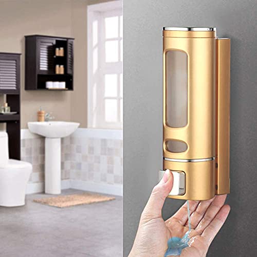BATH GURU Abs Wall Mounted Shampoo Sanitizer Lotion Hand Dish Wash Gel Liquid Soap Dispenser for Bathroom Kitchen Pack of 2 (400 Ml, Gold & Chrome) - Image 5