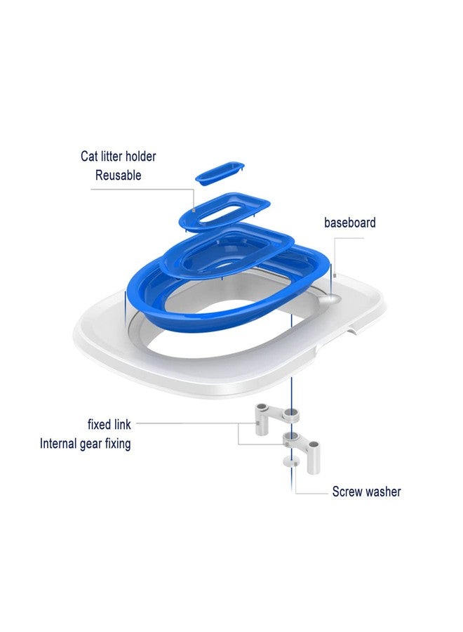 TROUVAILLE Universal Cat Toilet Trainer Kit, Cat Toilet Seat Suitable for Pet Cleaning, with White Tray and Removable Built-in Blue Support - Image 4