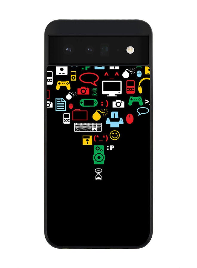 Stylizedd جراب أسود متين بحافة لهاتف Google Pixel 6 5G جراب نحيف ناعم بحواف مطاطية مرنة ومضاد للسقوط من مادة TPU Gel غطاء رفيع - Convergence (أسود) - Image 1