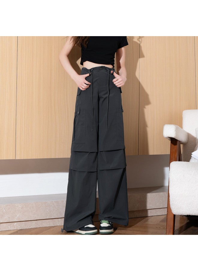 TonLion Women's Loose Casual American-style Cargo Pants - Dark Grey Workwear Trousers For Women, Casual Long Pants, Women's Utility Pants - Image 3