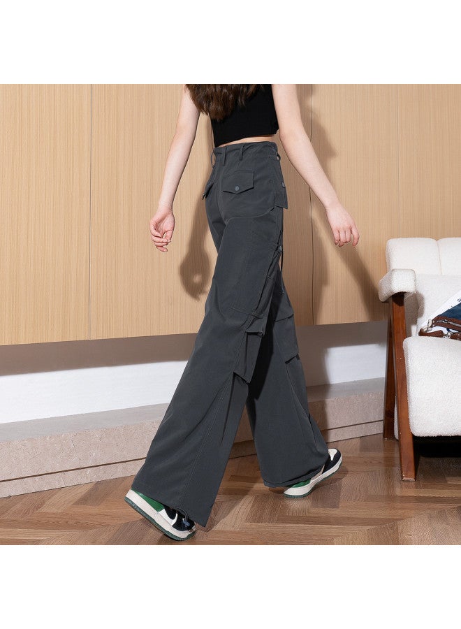 TonLion Women's Loose Casual American-style Cargo Pants - Dark Grey Workwear Trousers For Women, Casual Long Pants, Women's Utility Pants - Image 2