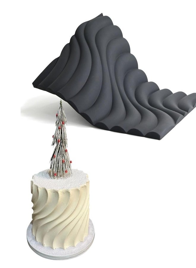 mostsom Fondant Silicone Mold for Cake Decoration Cake Border Downsand Pattern Impression Mat Fondant Embossing Stencil for DIY Cookies, Cupcakes, Chocolate, Flexible (F_Downsand) - Image 1