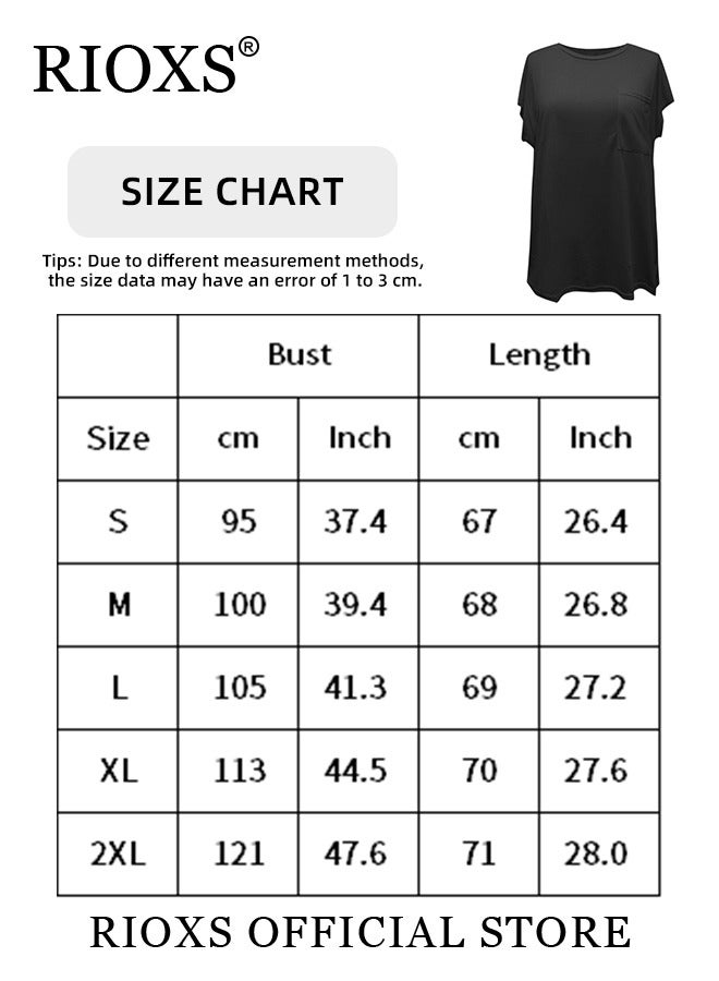 RIOXS Women's Short Sleeve T-Shirts Round Neck Basic Tops Casual Blouse  - Image 2