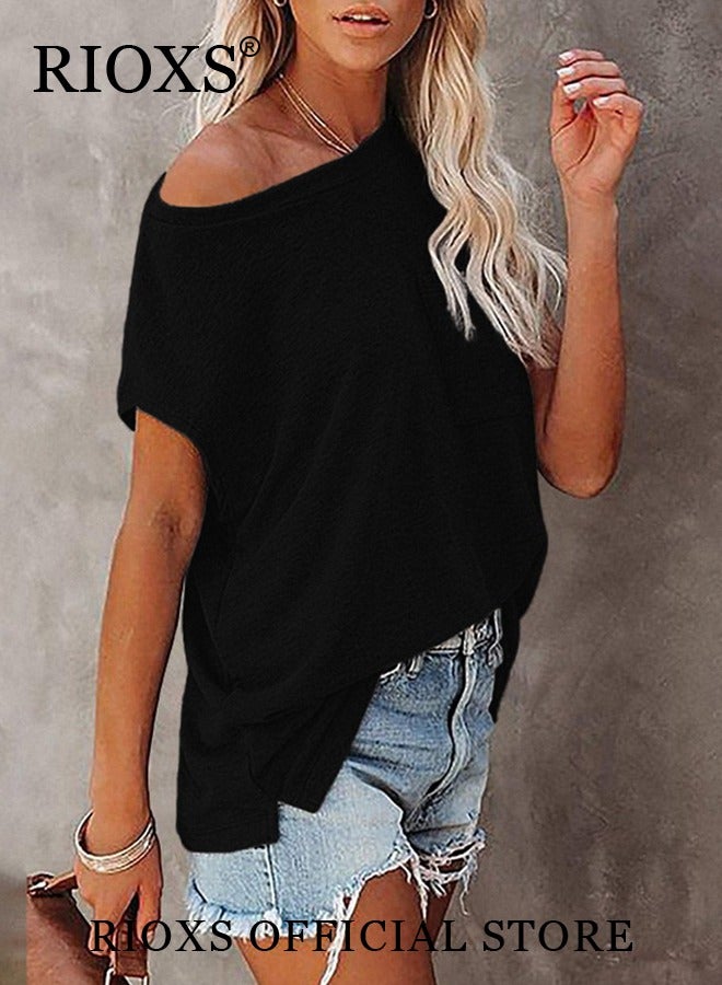 RIOXS Women's Short Sleeve T-Shirts Round Neck Basic Tops Casual Blouse  - Image 3