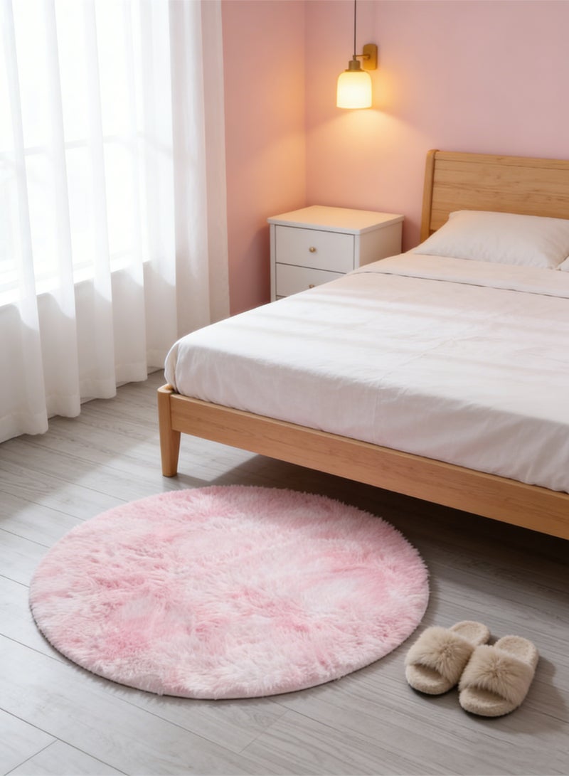 KYD Soft Rugs Fluffy Carpets Tie-Dye Rugs for Living Room Bedroom Nursery Home Decor Non-Slip Machine Washable Carpet Home Decorative Roundness Carpet 120x120 cm Pink - Image 5