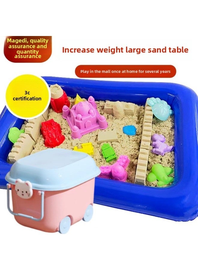 Children's Space Toy Sand Indoor Set Sand Table Lunburg Color Sand Magic Oily Sand Non-stick Hand Set-Specifications:10kg (pink) Shaping Oily Sand +92 Accessories + Folding Cloth Sand Table - Image 2