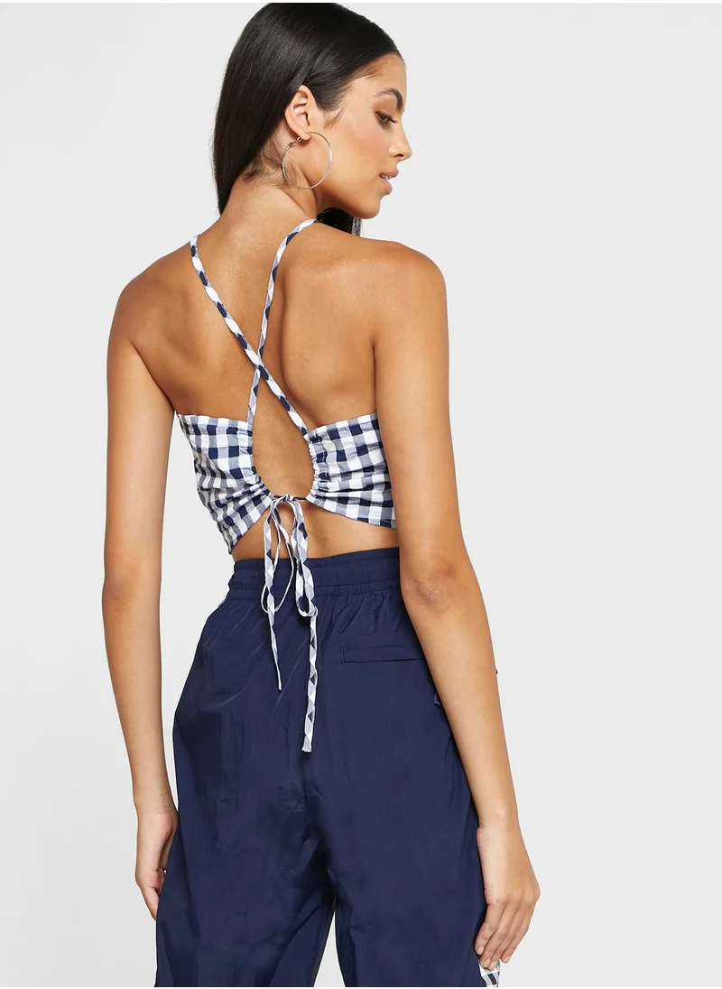 TOMMY JEANS Strappy Checked Tie Detail Crop Top