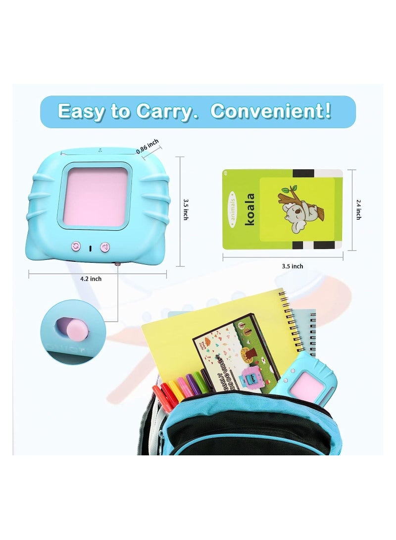 Educational Toy for Kids Listen and Learn Literacy Audible Flash Cards for Toddlers 1-6 Years Old Boys Girls Flashcards Device with 112 pcs Double-Sided Cards, Blue Reader - Image 4