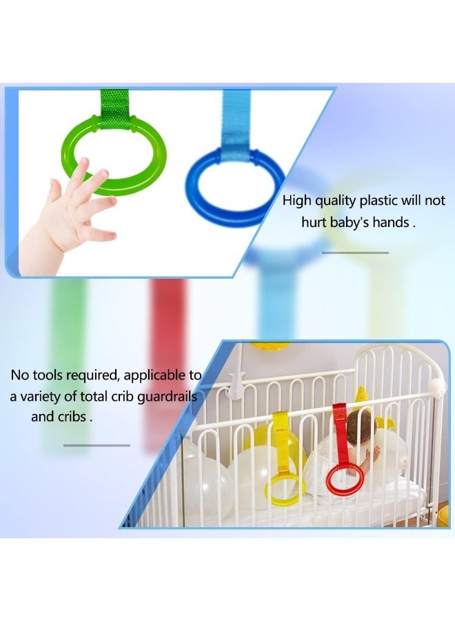 يونتوب 4 PCS 4 Colors Plastic Baby Crib Pull Rings Kids Walking Exercises Assistant Stand Up Rings Baby Cot Hanging Rings for Infant Baby Toddler Practice Tool - Image 5