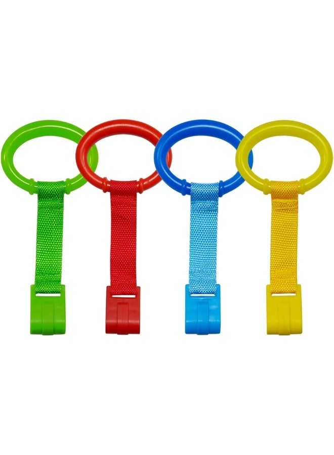 يونتوب 4 PCS 4 Colors Plastic Baby Crib Pull Rings Kids Walking Exercises Assistant Stand Up Rings Baby Cot Hanging Rings for Infant Baby Toddler Practice Tool - Image 1