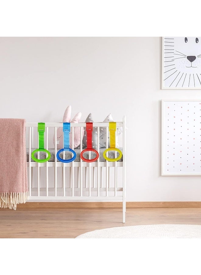 يونتوب 4 PCS 4 Colors Plastic Baby Crib Pull Rings Kids Walking Exercises Assistant Stand Up Rings Baby Cot Hanging Rings for Infant Baby Toddler Practice Tool - Image 4