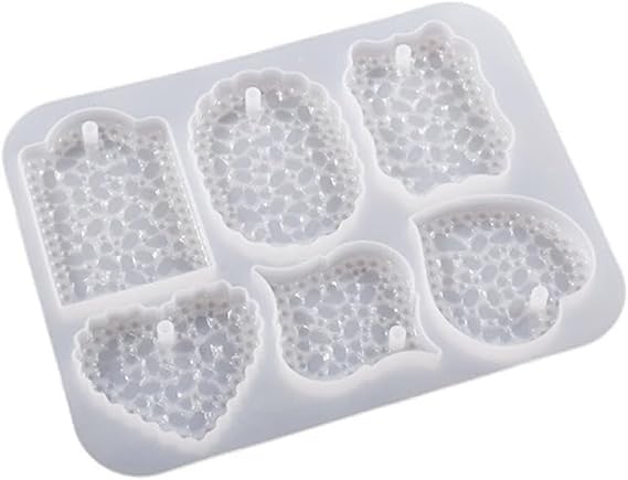 FirstTry FirstTry Aromatherapy Mould I Silicone Aroma Wax Tablets Mold with Hanging Hole I for DIY Homemade Art Crafts Resin Soap Clay Keychain Charm Pendant Earring Necklace Making 6 Cavity Geomatric Mold