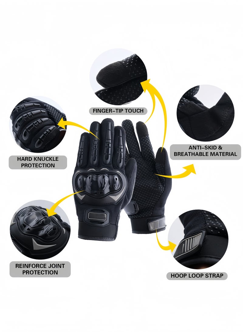 UANIQ Motorcycle Gloves Full Finger Touch Screen Hard Knuckle Protection Racing Riding Gloves for Off Road Desert Motocross Delivery Commuting Tactical Training Men Black - Image 2