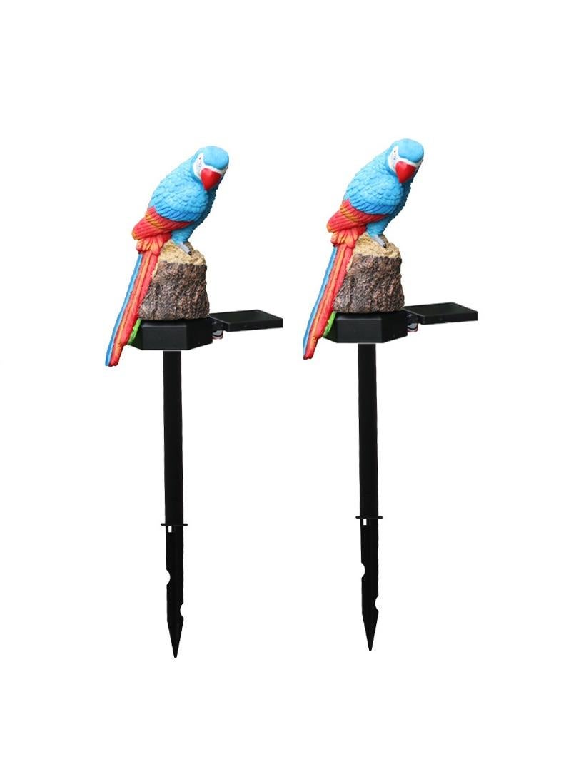 Loquat 2 Pieces Parrot Shaped Solar LED Lights Effect Garden Light Auto On OR Off Dust To Dawn Outdoor Waterproof Landscape Decoration Solar Powered Security Torch Light - Image 1
