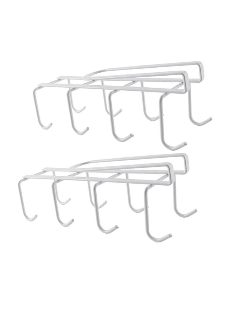 KASTWAVE Mug Holder 2PCS Under Shelf Mug Rack with 8 Hooks for Kitchen Office and Closet Organization - Image 1
