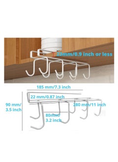 KASTWAVE Mug Holder 2PCS Under Shelf Mug Rack with 8 Hooks for Kitchen Office and Closet Organization  - Image 4