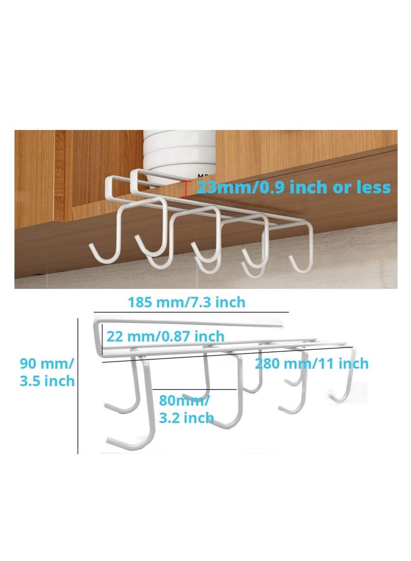 KASTWAVE Mug Holder 2PCS Under Shelf Mug Rack with 8 Hooks for Kitchen Office and Closet Organization - Image 4
