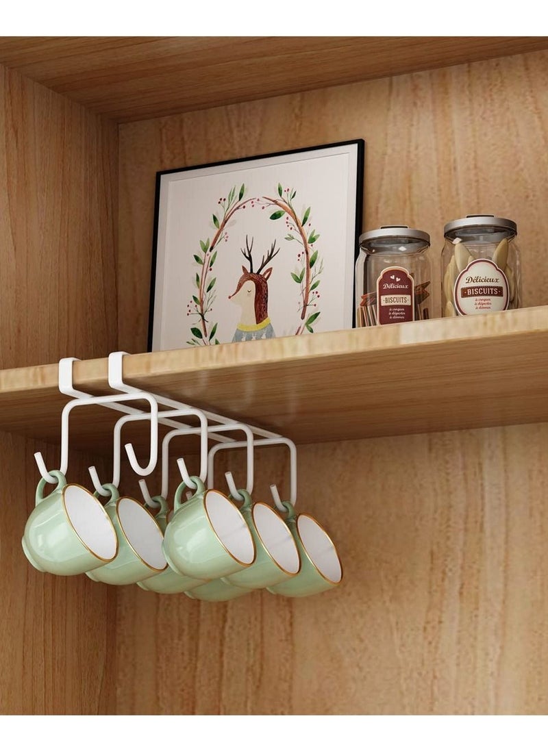 KASTWAVE Mug Holder 2PCS Under Shelf Mug Rack with 8 Hooks for Kitchen Office and Closet Organization - Image 3