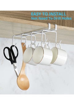 KASTWAVE Mug Holder 2PCS Under Shelf Mug Rack with 8 Hooks for Kitchen Office and Closet Organization  - Image 5