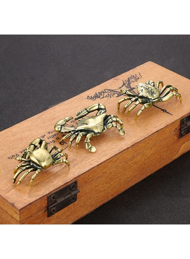 ULTNICE 3Pcs Chinese Feng Shui Crab Mini Brass Crab Figurine Animal Sculpture Statue Good Luck Wealth Porsperity Figurine Fish Tank Ornament Cornucopia - Image 5