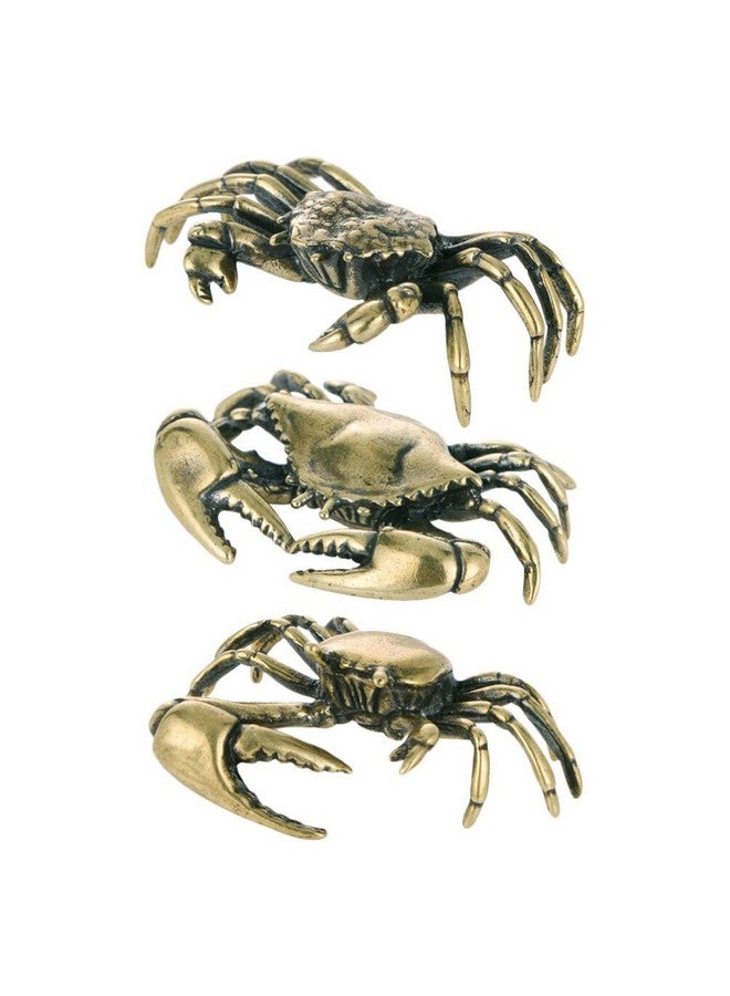 ULTNICE 3Pcs Chinese Feng Shui Crab Mini Brass Crab Figurine Animal Sculpture Statue Good Luck Wealth Porsperity Figurine Fish Tank Ornament Cornucopia - Image 1