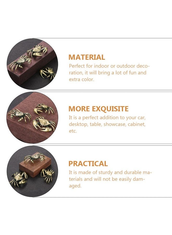 ULTNICE 3Pcs Chinese Feng Shui Crab Mini Brass Crab Figurine Animal Sculpture Statue Good Luck Wealth Porsperity Figurine Fish Tank Ornament Cornucopia - Image 4