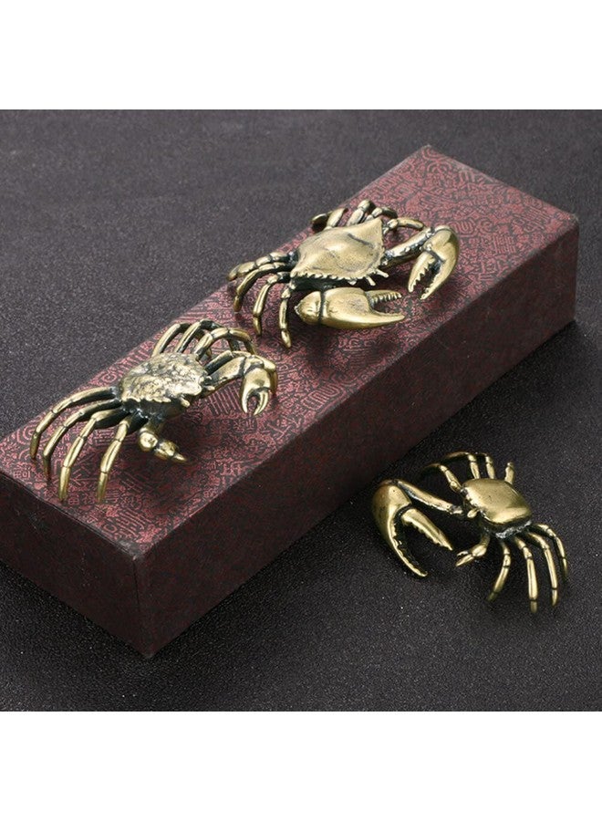 ULTNICE 3Pcs Chinese Feng Shui Crab Mini Brass Crab Figurine Animal Sculpture Statue Good Luck Wealth Porsperity Figurine Fish Tank Ornament Cornucopia - Image 2