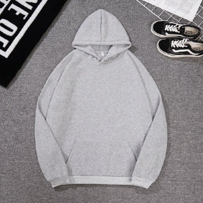 Plain casual hoodie student plus fleece hoodie Hoodies for c Light gray 