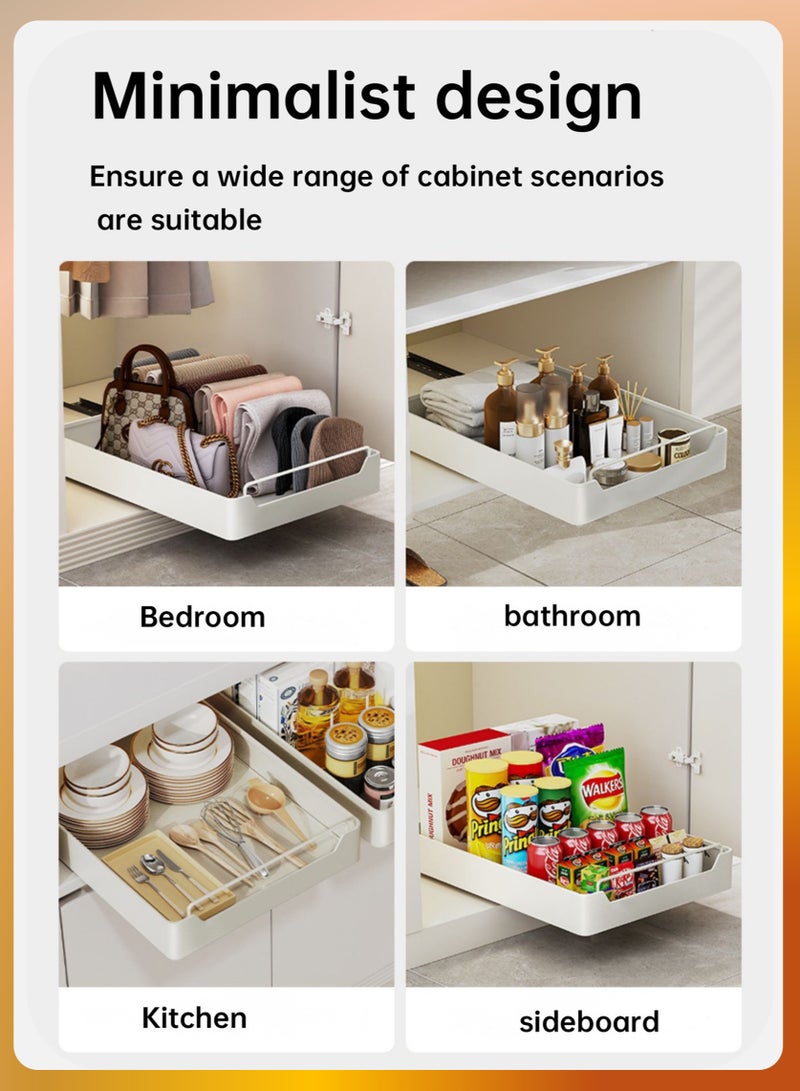YooA Heavy Duty Pull-Out Cabinet Organizer with Smooth Gliding Tracks, Expandable Drawers for Kitchen, Pantry, Bathroom, and Living Room – Perfect for Snacks, Nuts, Cleaning Supplies, and More (43*20cm)  - Image 2