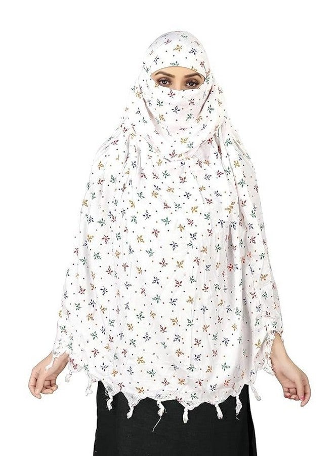 Hasruna Enterprise Hasruna Enterprise Cotton Long Scarf Cum Mask scarves Usable for vehicle Driver | White Printed Design | Universal Size | For Girl & Women | Breathable Sun Protection Light Weight - Image 4