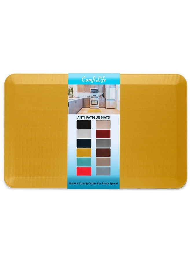 ComfiLife ComfiLife Anti Fatigue Floor Mat - 3/4 Inch Thick Kitchen Mats for Floor, Standing Desk Mat, Kitchen Rug - Comfort at Home, Office - Durable - Stain Resistant - Non-Slip Bottom (20" x 32", Mustard)  - Image 1