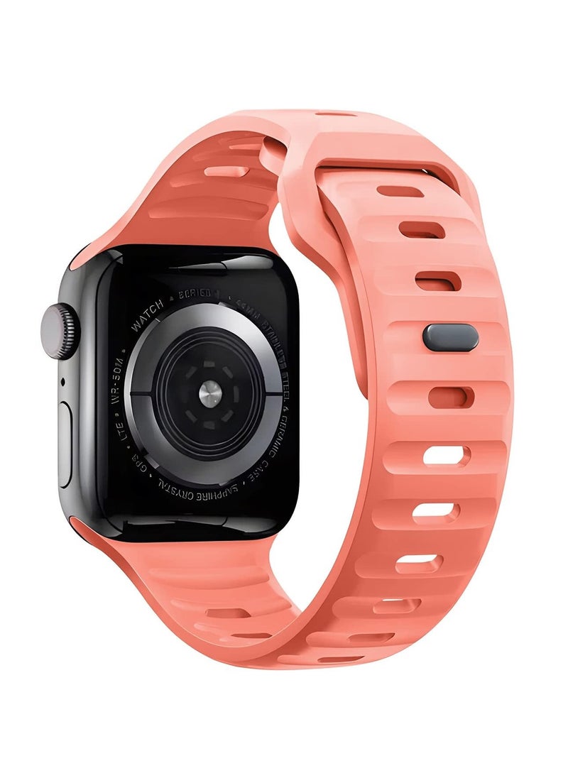 Generic - Compatible with Apple Watch Band 49mm 46mm 45mm 44mm 42mm Bands for Men Women, Unique Rugged Design Silicone Wristband Strap for iWatch Ultra 2/1 Series 10/9/8/7/6/5/4/3/2/1/SE Pink - Image 1