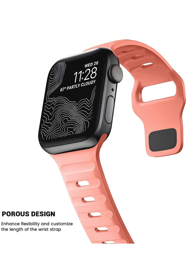 Generic - Compatible with Apple Watch Band 49mm 46mm 45mm 44mm 42mm Bands for Men Women, Unique Rugged Design Silicone Wristband Strap for iWatch Ultra 2/1 Series 10/9/8/7/6/5/4/3/2/1/SE Pink - Image 1