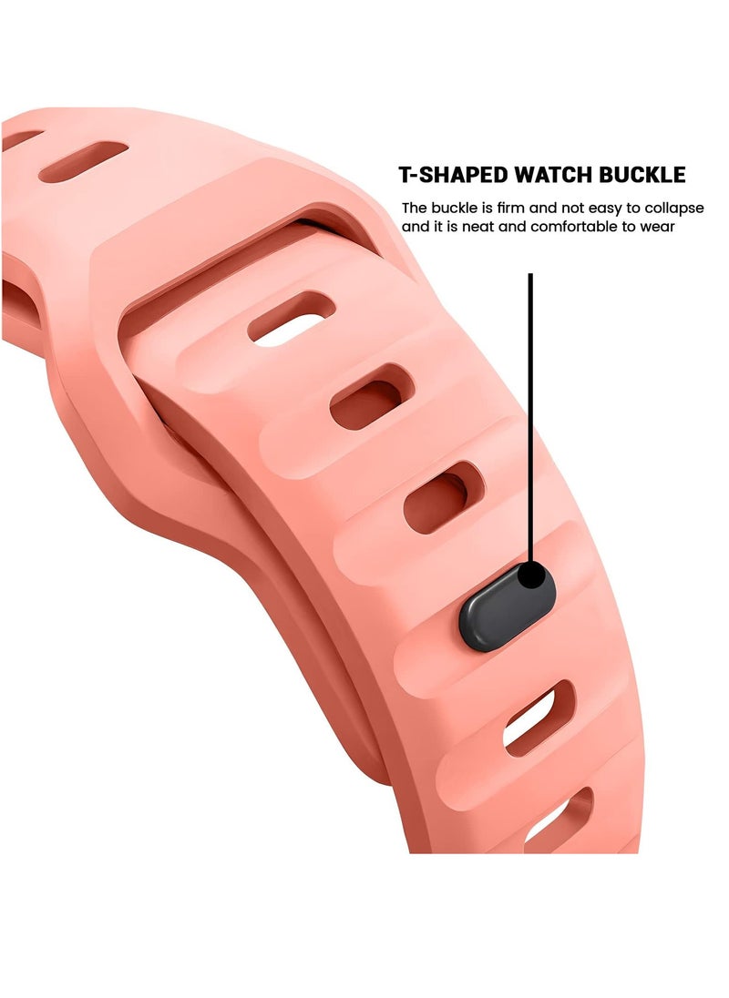 Generic - Compatible with Apple Watch Band 49mm 46mm 45mm 44mm 42mm Bands for Men Women, Unique Rugged Design Silicone Wristband Strap for iWatch Ultra 2/1 Series 10/9/8/7/6/5/4/3/2/1/SE Pink - Image 1