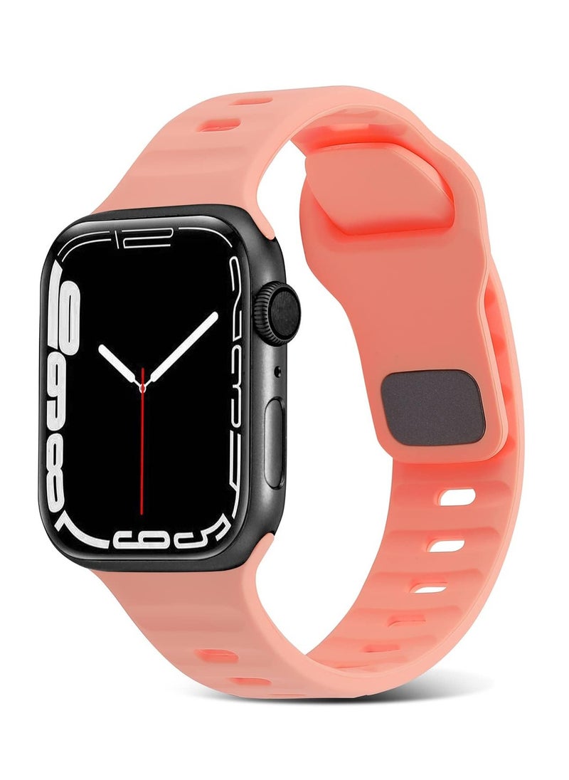 Generic - Compatible with Apple Watch Band 49mm 46mm 45mm 44mm 42mm Bands for Men Women, Unique Rugged Design Silicone Wristband Strap for iWatch Ultra 2/1 Series 10/9/8/7/6/5/4/3/2/1/SE Pink - Image 1