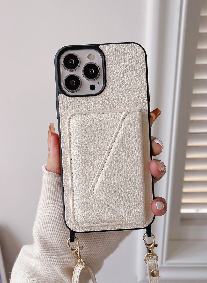 Suteni Crossbody Strap Back Cover Card Slots Leather Phone Case for iPhone